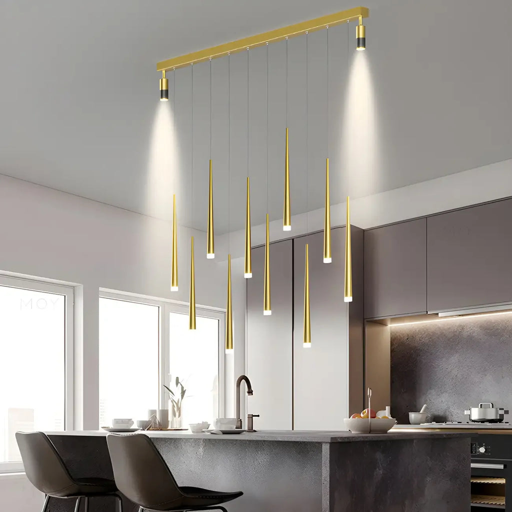 Suspension LED noire moderne et réglable pour îlot de cuisine