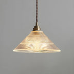 Suspension conique en verre transparent de style industriel