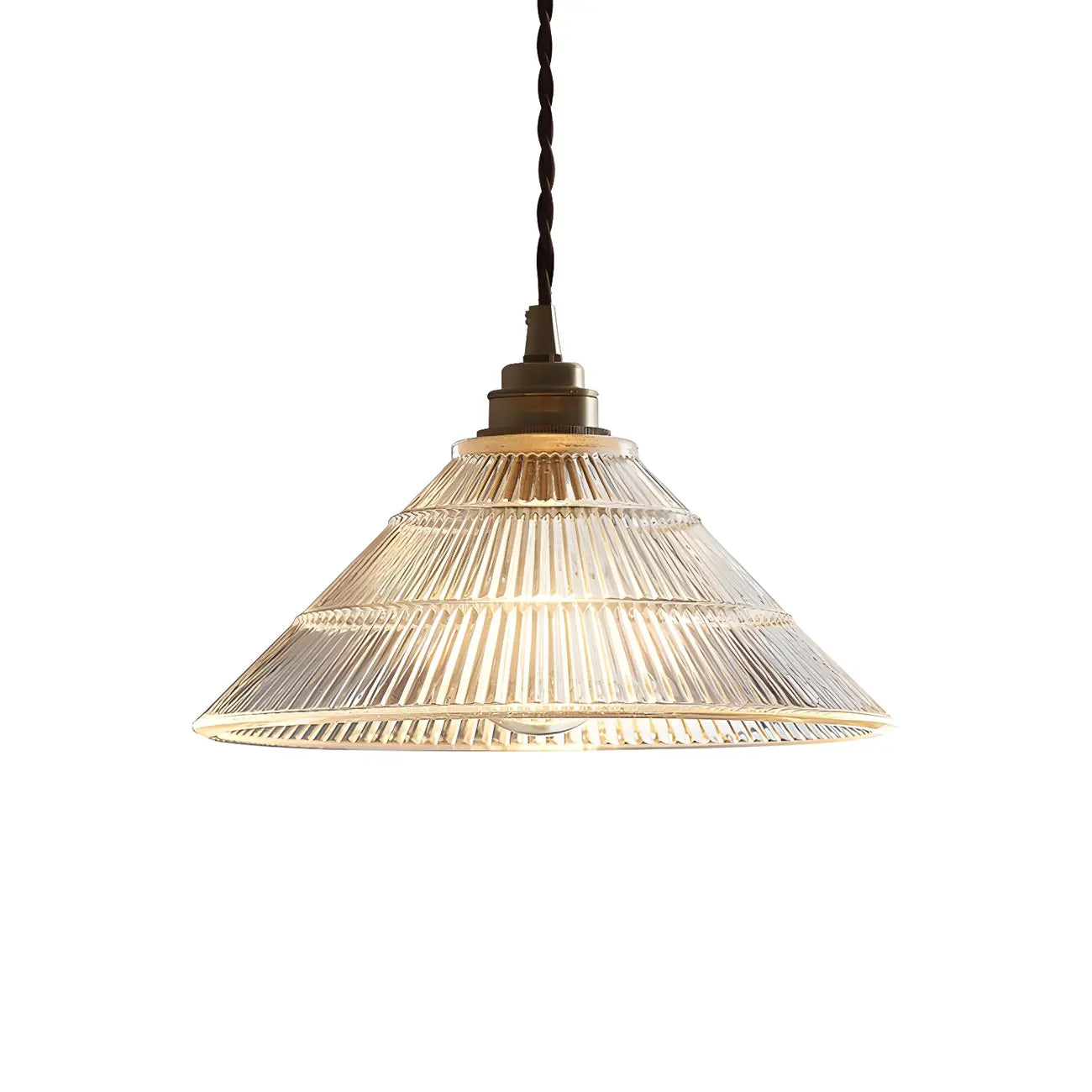 Suspension conique en verre transparent de style industriel