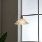 Suspension conique en verre transparent de style industriel