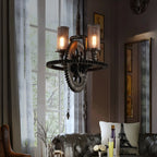 Lustre industriel steampunk à engrenages en métal noir