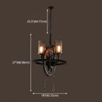 Lustre industriel steampunk à engrenages en métal noir