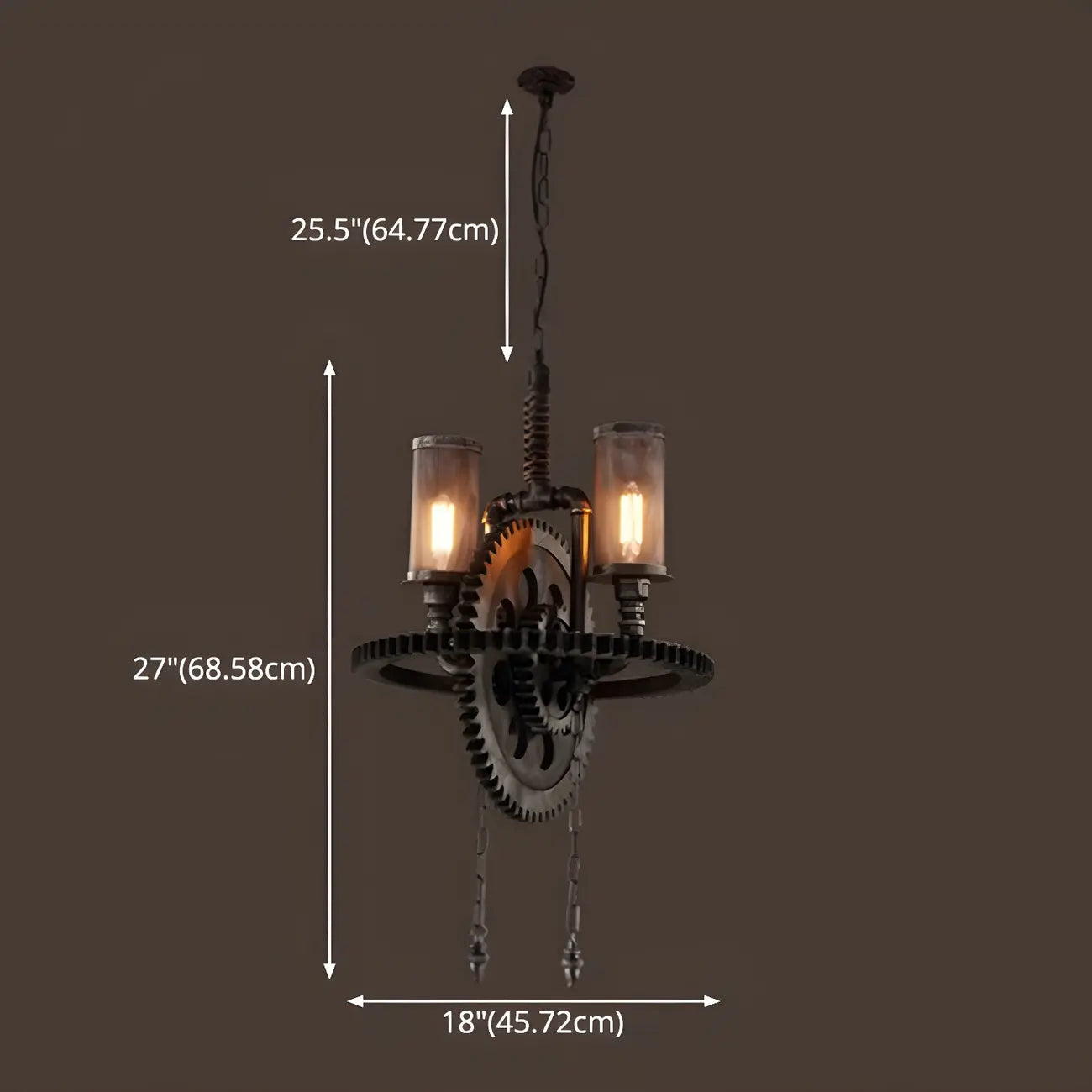 Lustre industriel steampunk à engrenages en métal noir