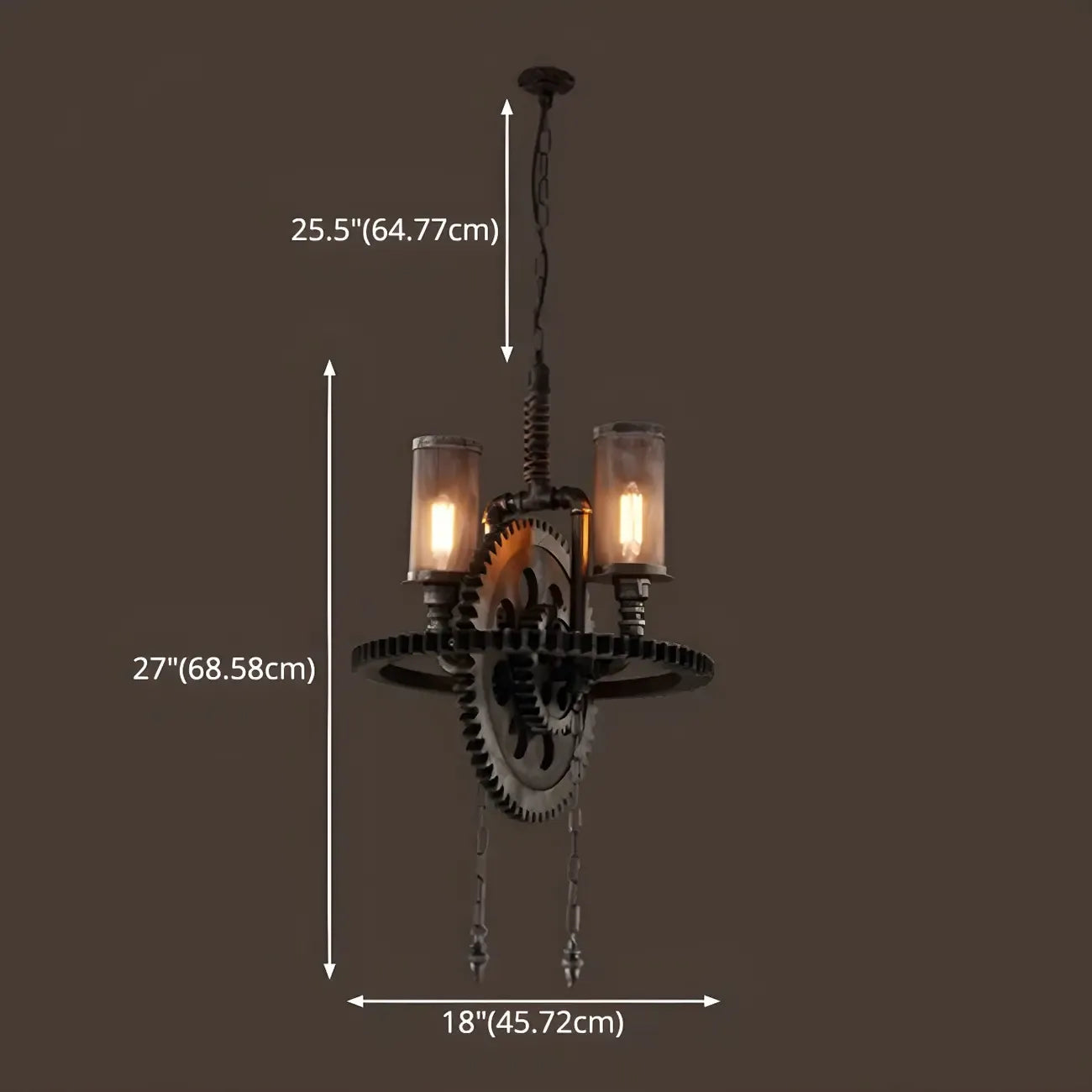 Lustre industriel steampunk à engrenages en métal noir