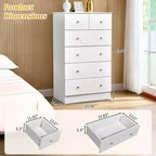 Karl Home 6-Drawer Large Dresser for Bedroom and Chest of Drawers with Sturdy Construction Wood Storage Organizer for Closet In white