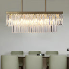 Suspension moderne rectangulaire en cristal pour îlot central