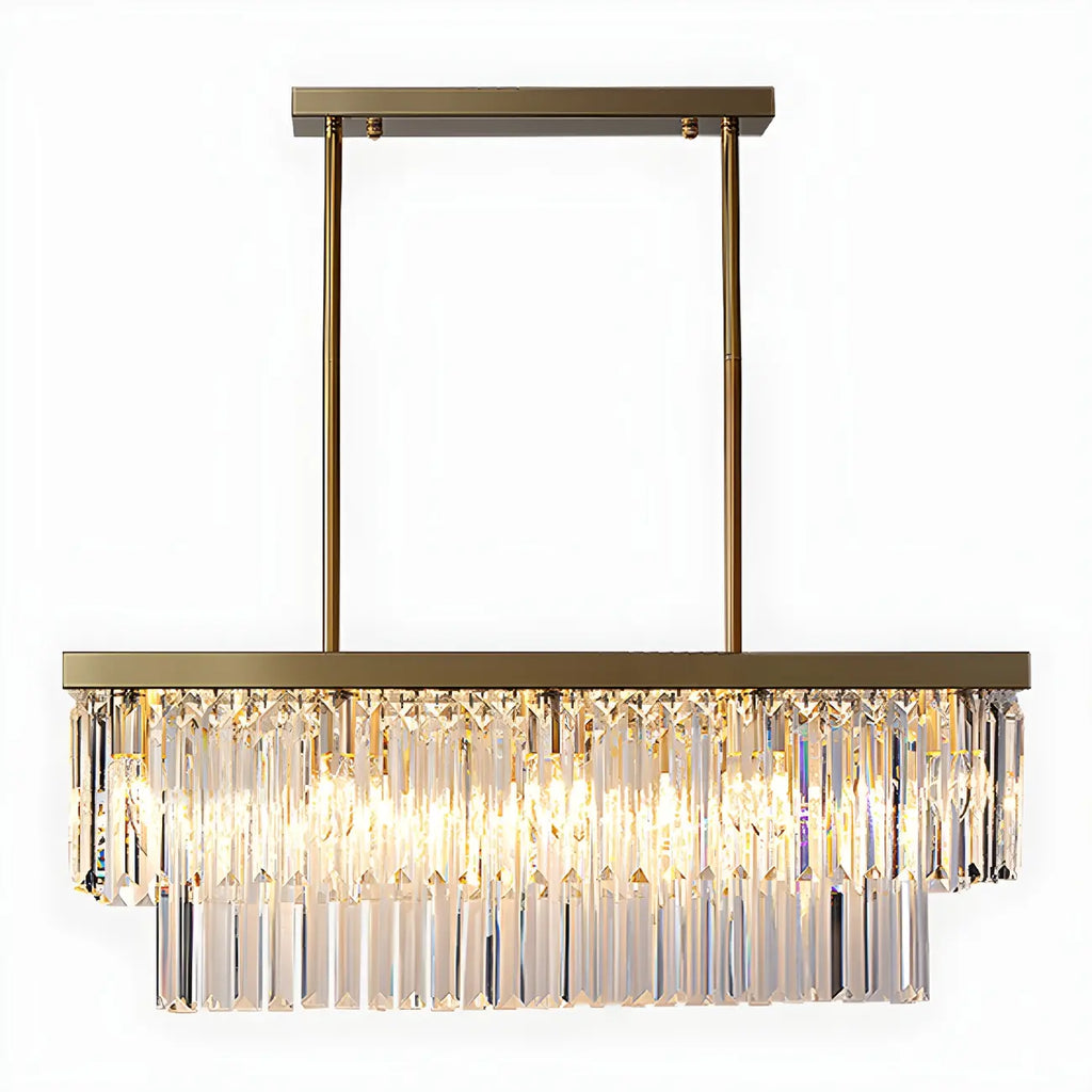 Suspension moderne rectangulaire en cristal pour îlot central