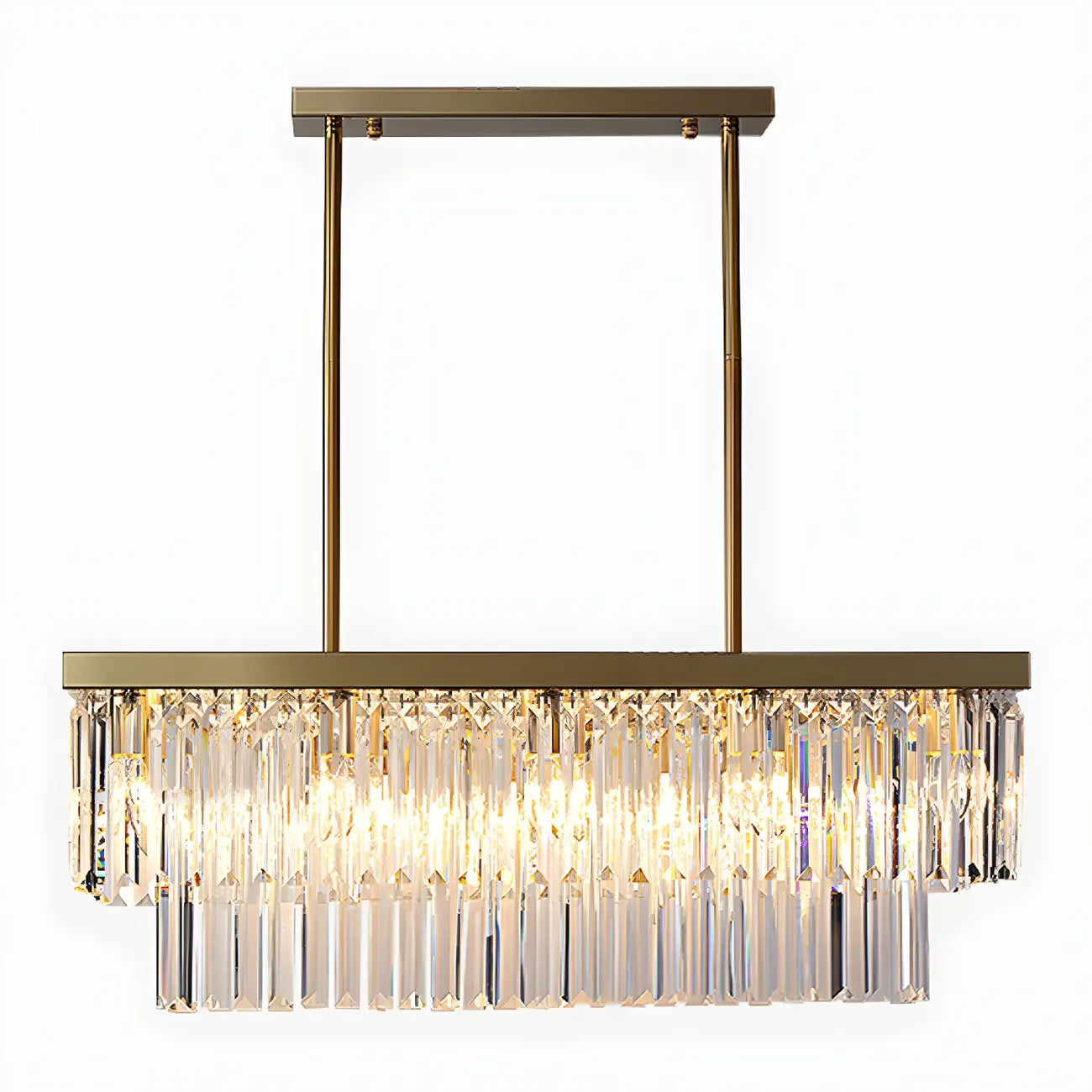 Suspension moderne rectangulaire en cristal pour îlot central