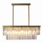 Suspension moderne rectangulaire en cristal pour îlot central