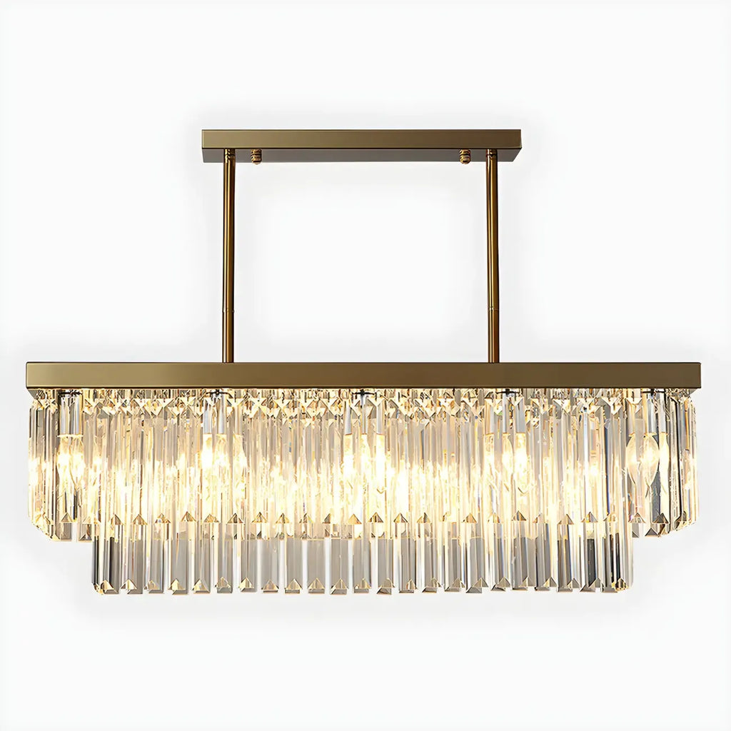 Suspension moderne rectangulaire en cristal pour îlot central