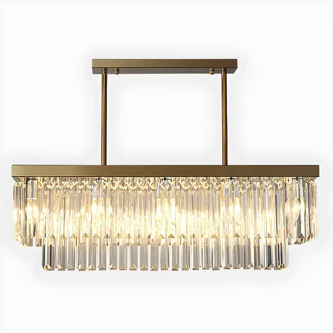 Suspension moderne rectangulaire en cristal pour îlot central