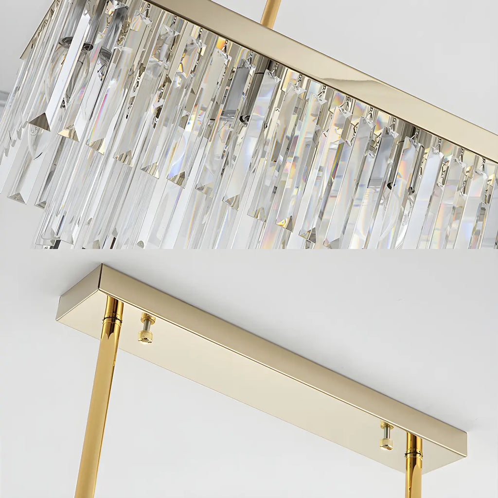 Suspension moderne rectangulaire en cristal pour îlot central