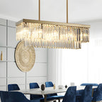 Suspension moderne rectangulaire en cristal pour îlot central