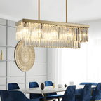 Suspension moderne rectangulaire en cristal pour îlot central