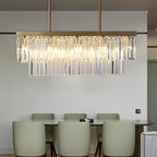 Suspension moderne rectangulaire en cristal pour îlot central