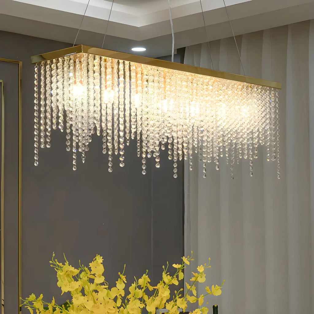 Suspension de cuisine moderne et luxueuse en cristal doré