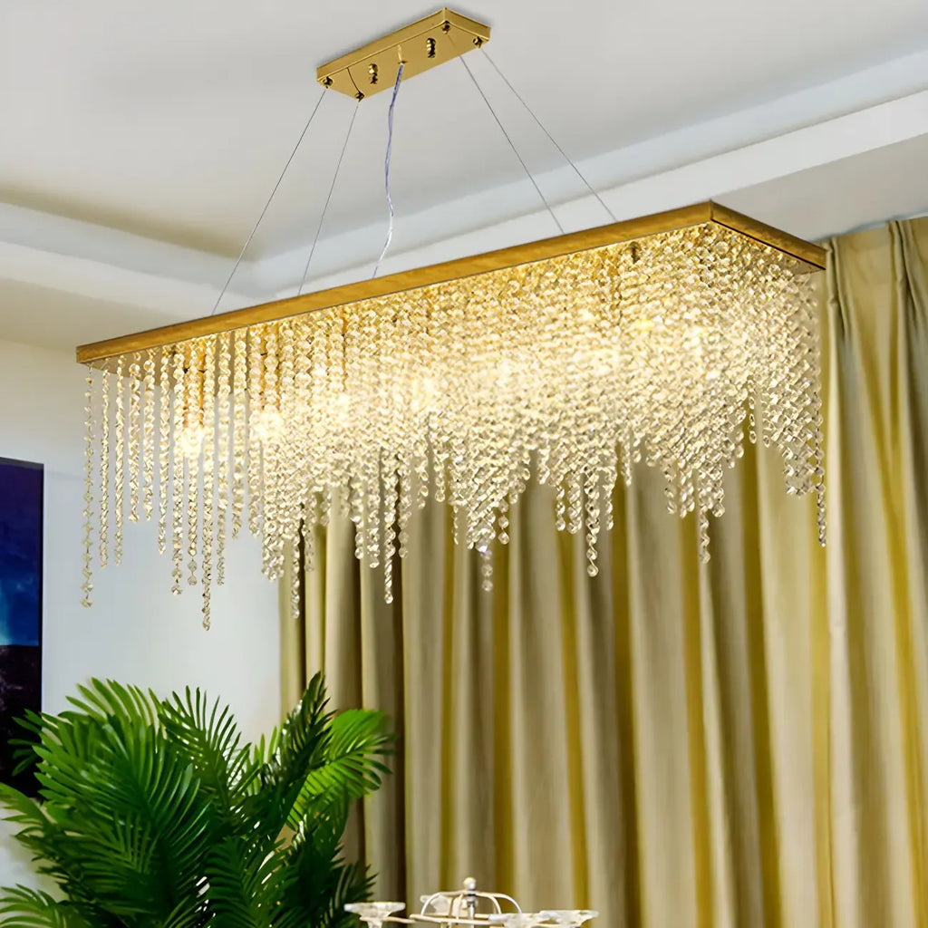 Suspension de cuisine moderne et luxueuse en cristal doré
