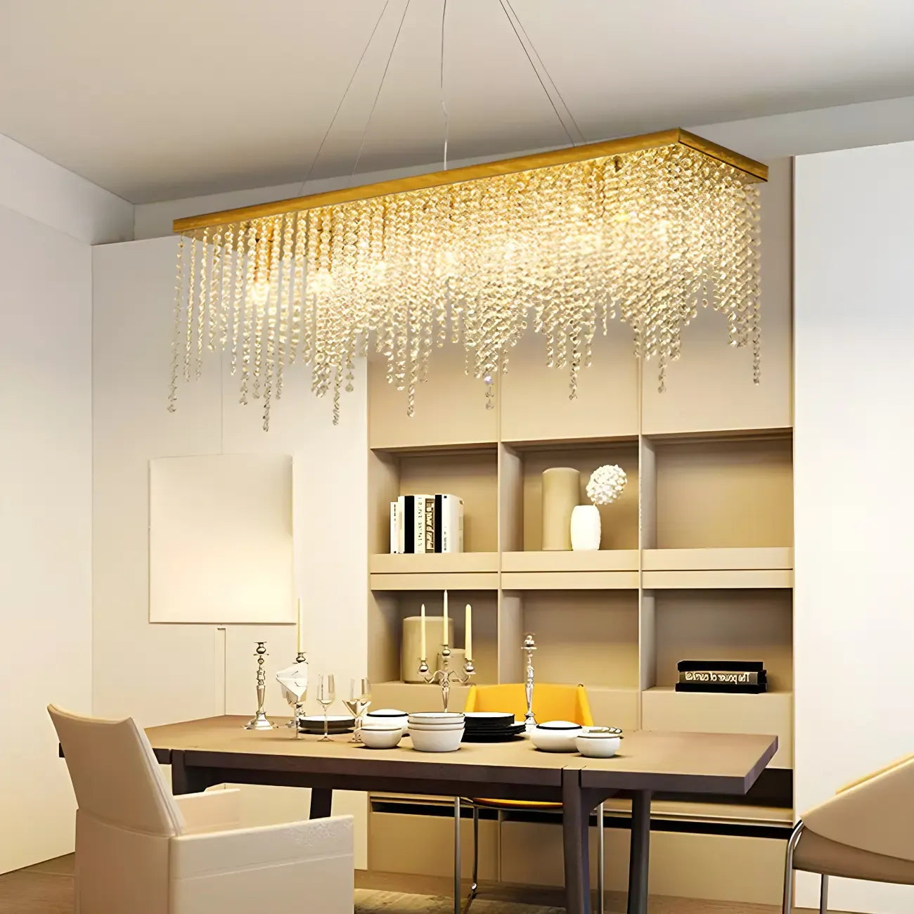 Suspension de cuisine moderne et luxueuse en cristal doré