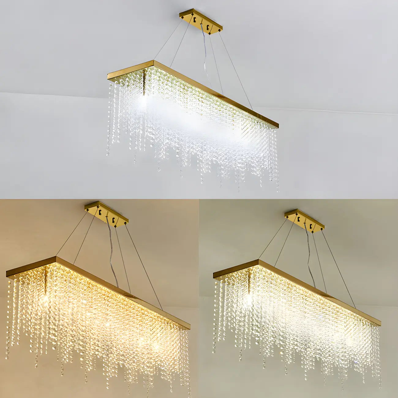 Suspension de cuisine moderne et luxueuse en cristal doré