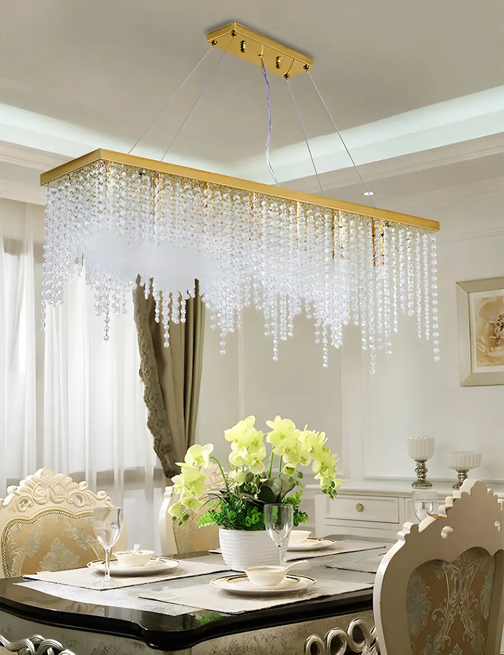 Suspension de cuisine moderne et luxueuse en cristal doré