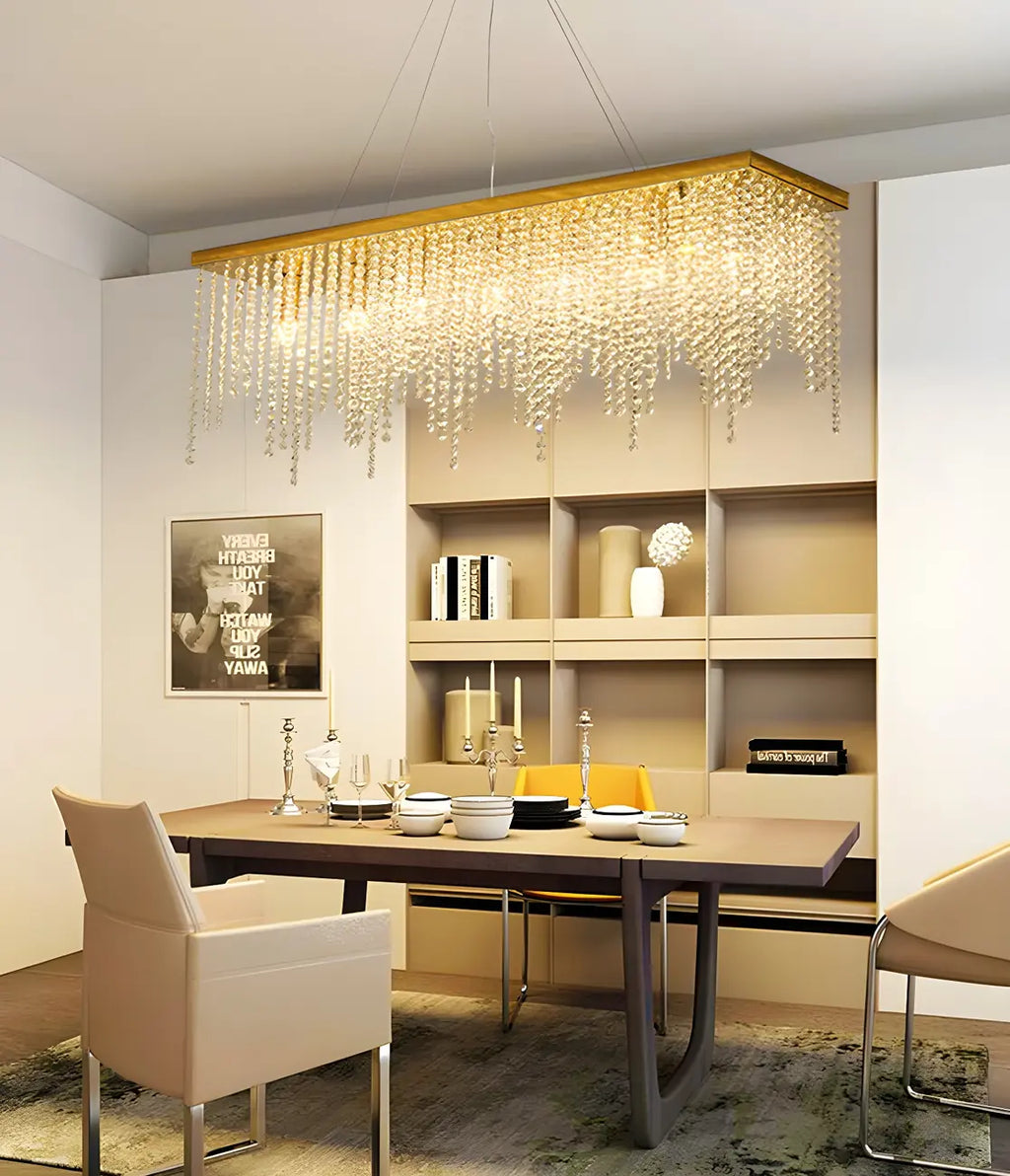Suspension de cuisine moderne et luxueuse en cristal doré