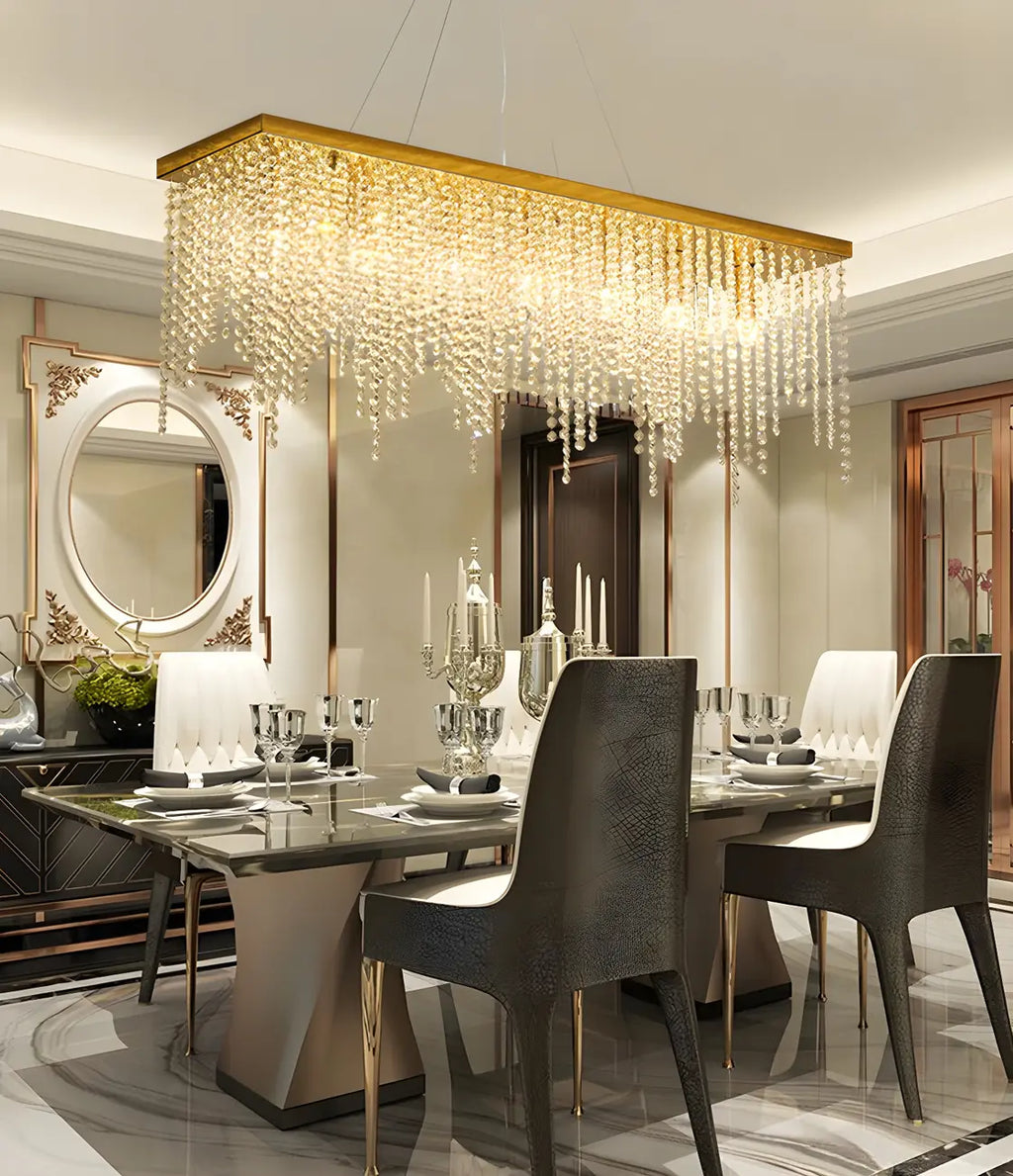 Suspension de cuisine moderne et luxueuse en cristal doré