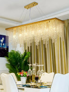 Suspension de cuisine moderne et luxueuse en cristal doré