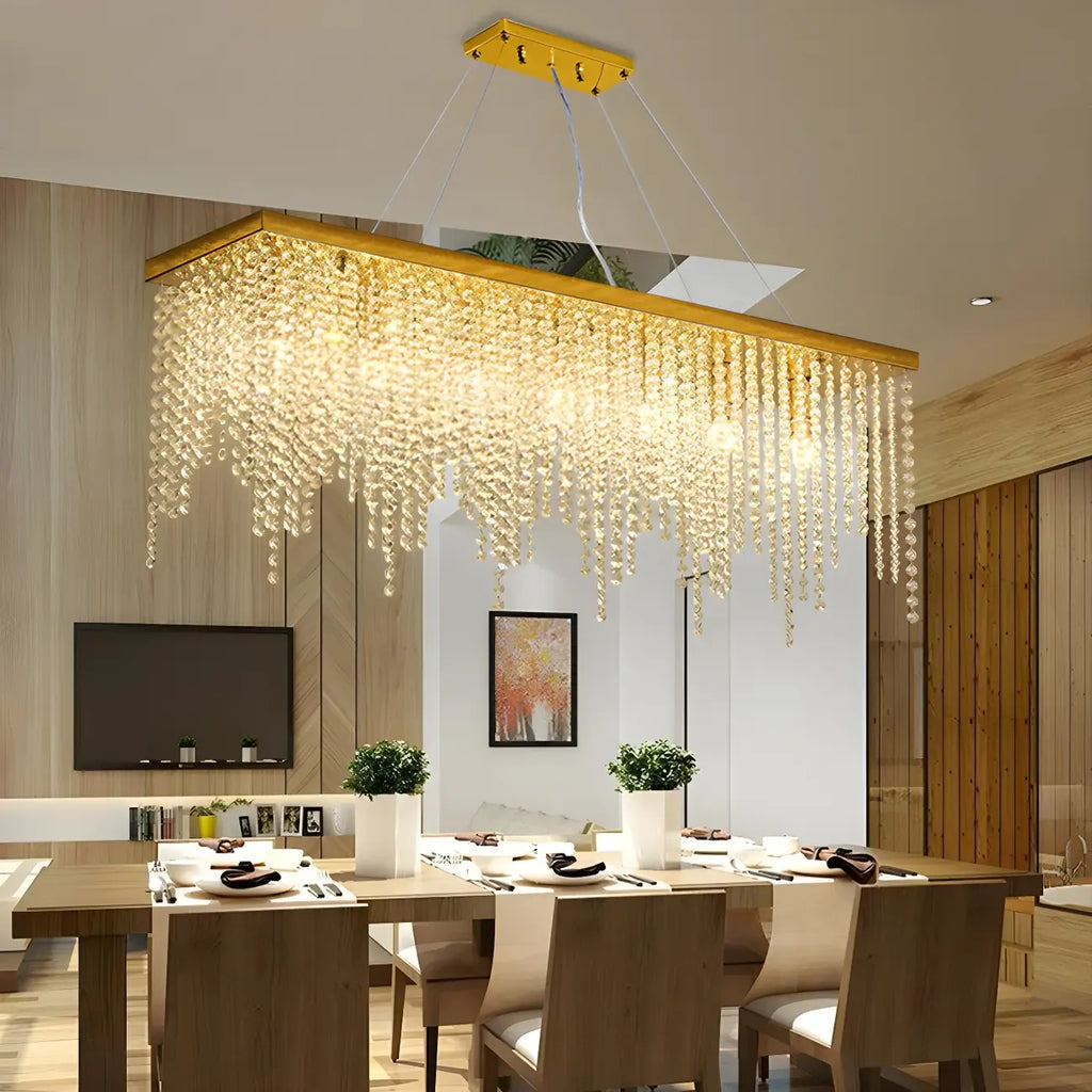 Suspension de cuisine moderne et luxueuse en cristal doré