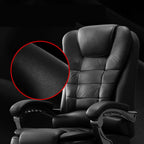 Fauteuil de bureau pivotant ergonomique en cuir noir avec repose-pieds