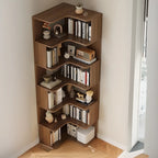 Bibliothèque d'angle en bois composite à 6 étagères