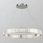 Salle à manger avec suspension moderne en cristal et anneau LED
