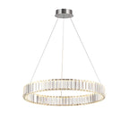 Salle à manger avec suspension moderne en cristal et anneau LED