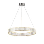 Salle à manger avec suspension moderne en cristal et anneau LED
