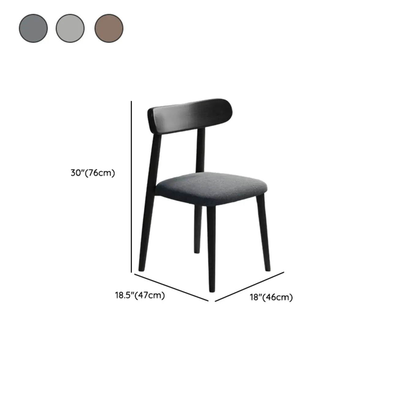Chaise de salle à manger moderne en cuir sans accoudoirs et dossier bas