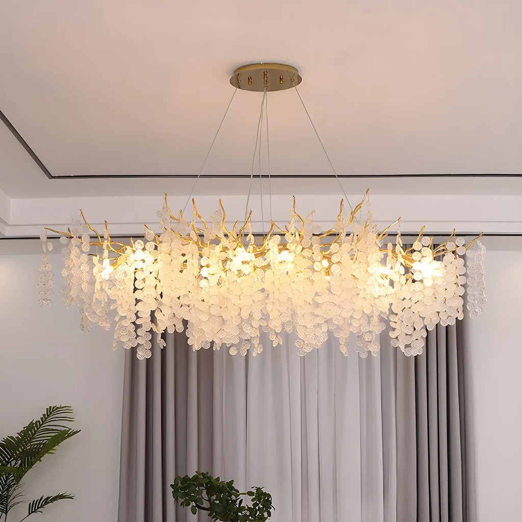 Lampadario moderno oro cristallo per zona pranzo