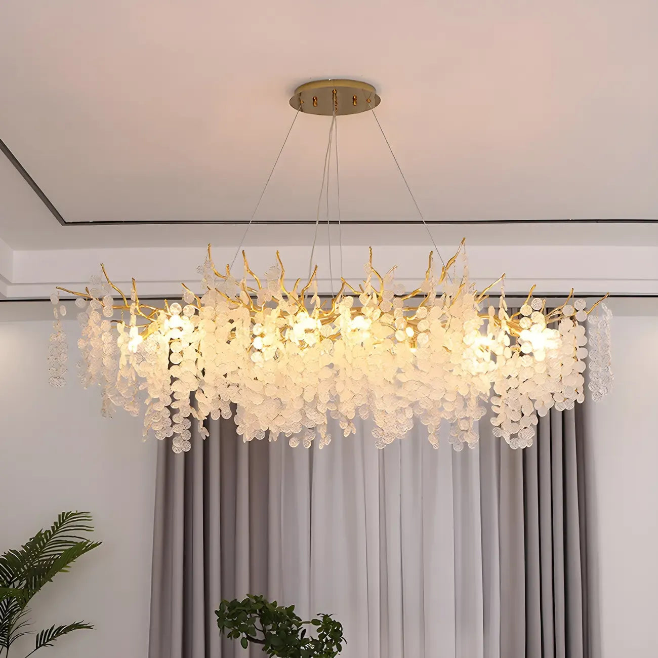 Lampadario moderno oro cristallo per zona pranzo