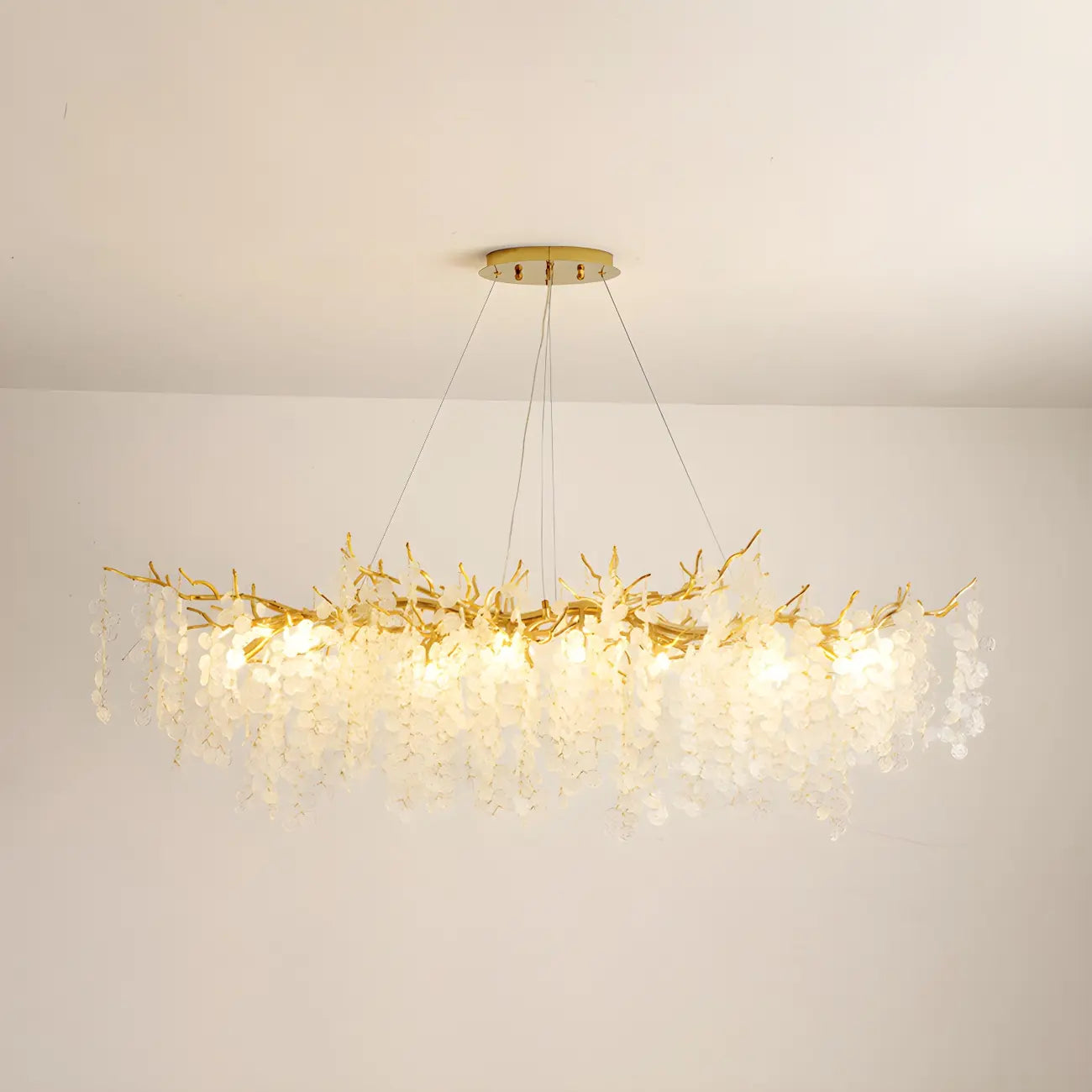 Lampadario moderno oro cristallo per zona pranzo