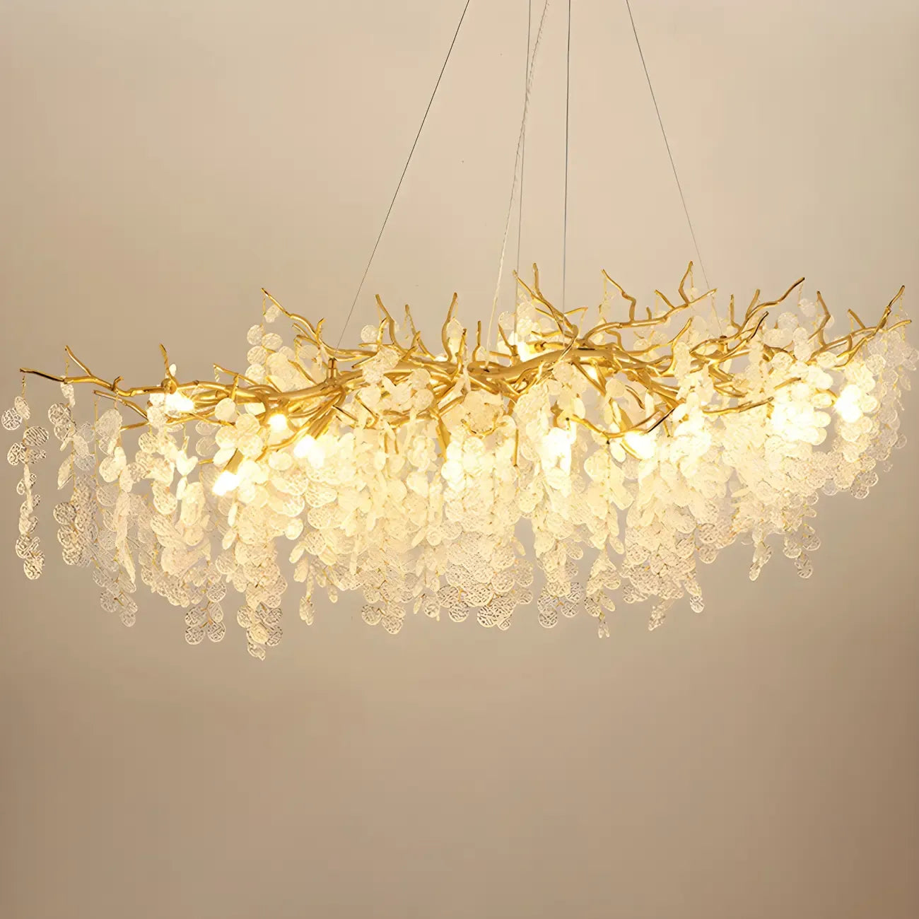 Lampadario moderno oro cristallo per zona pranzo