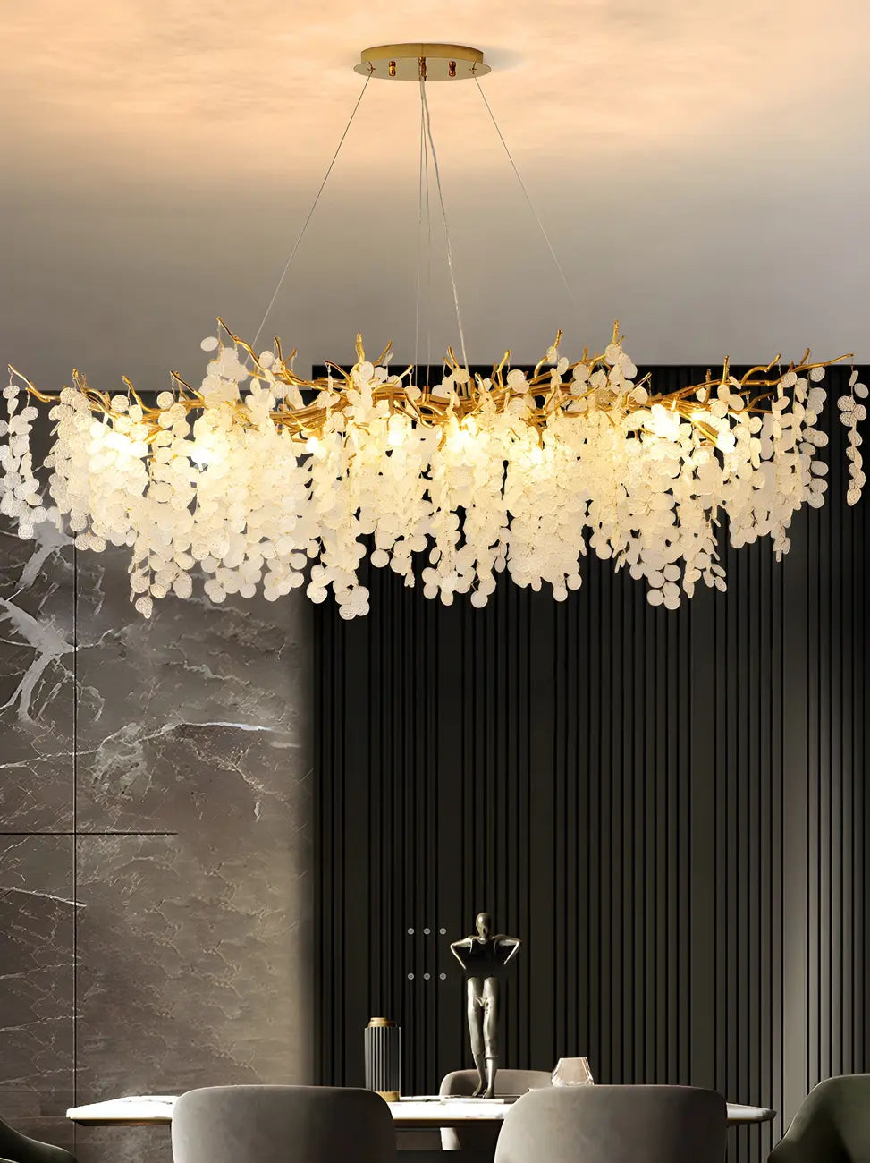 Lampadario moderno oro cristallo per zona pranzo