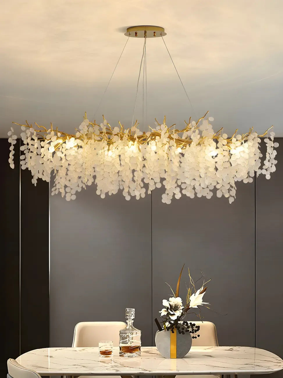 Lampadario moderno oro cristallo per zona pranzo