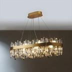 Lustre ovale moderne en cristal réglable pour cuisine