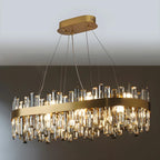 Lustre ovale moderne en cristal réglable pour cuisine