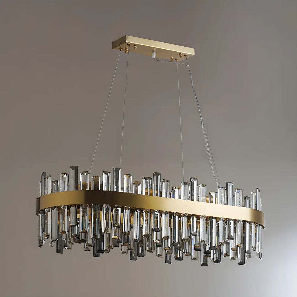 Lustre ovale moderne en cristal réglable pour cuisine
