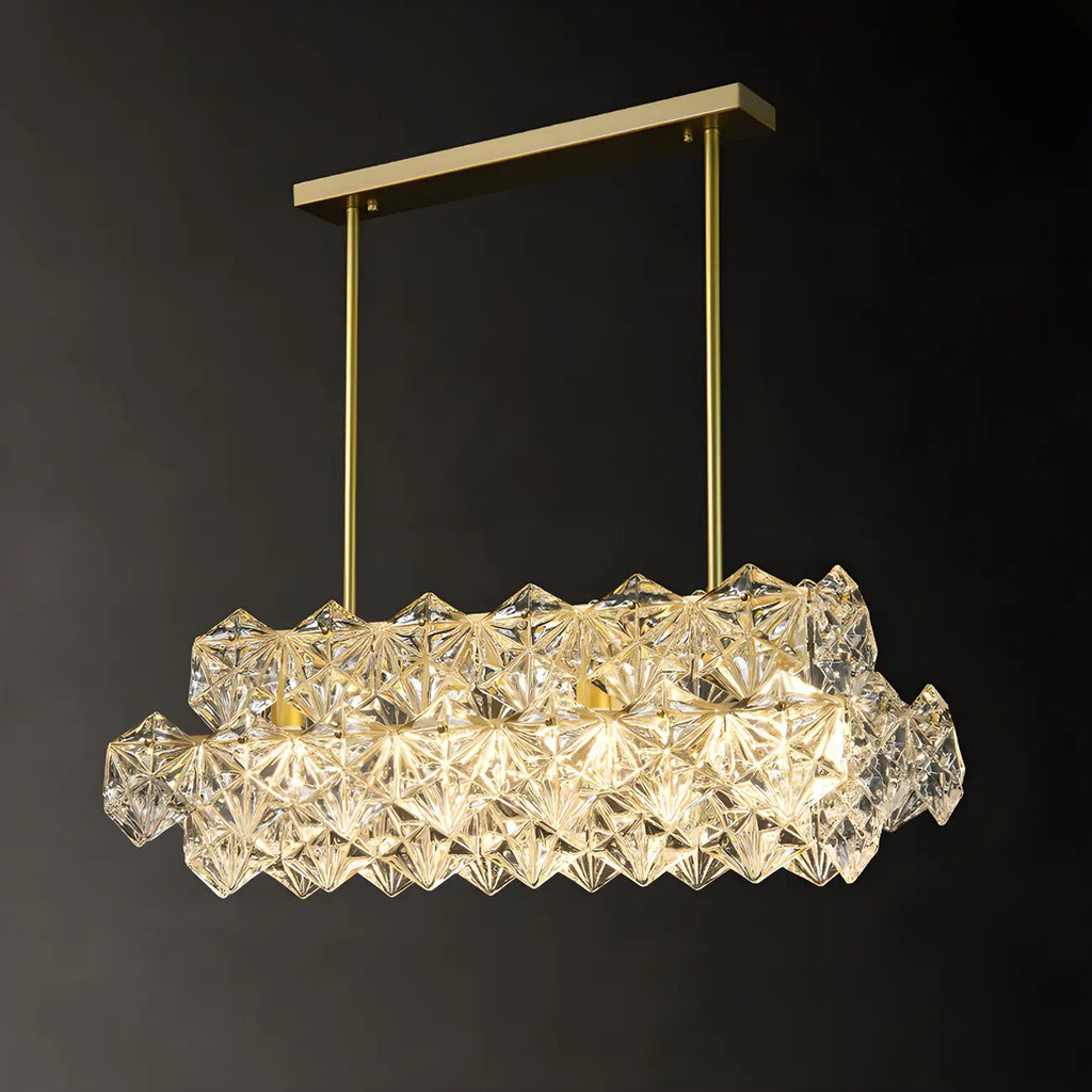 Elegante Lampada a Sospensione Moderna Dorata in Cristallo per Cucina