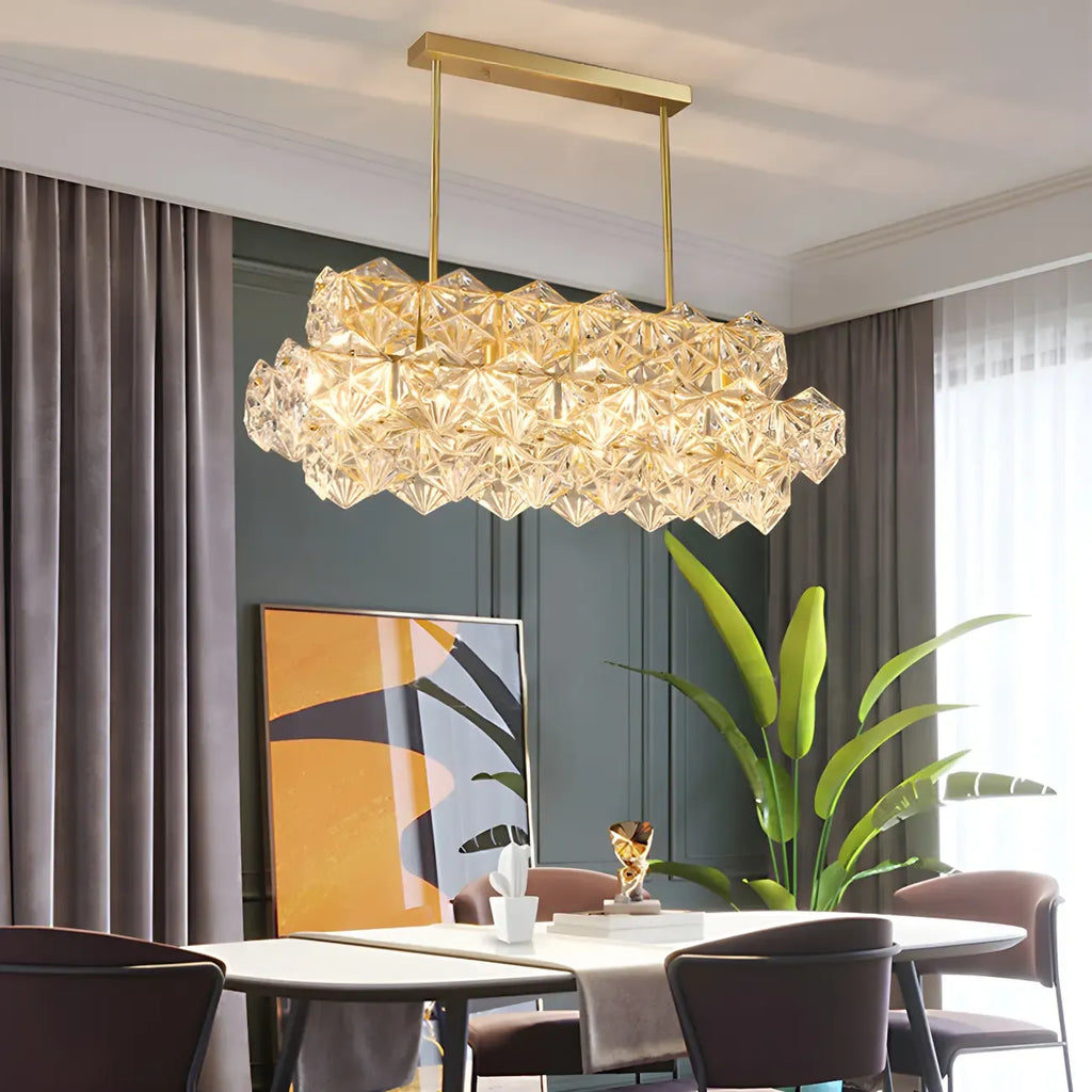 Elegante Lampada a Sospensione Moderna Dorata in Cristallo per Cucina