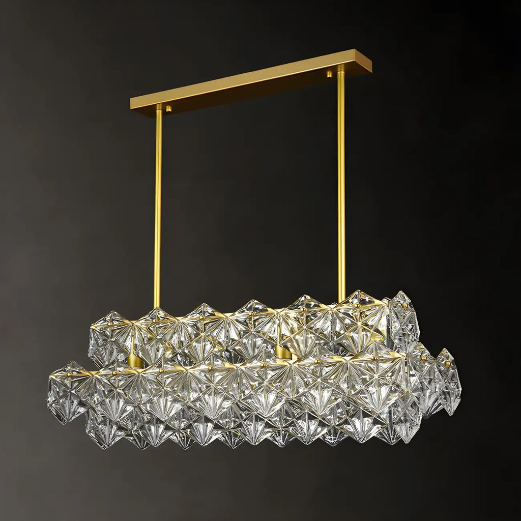 Elegante Lampada a Sospensione Moderna Dorata in Cristallo per Cucina
