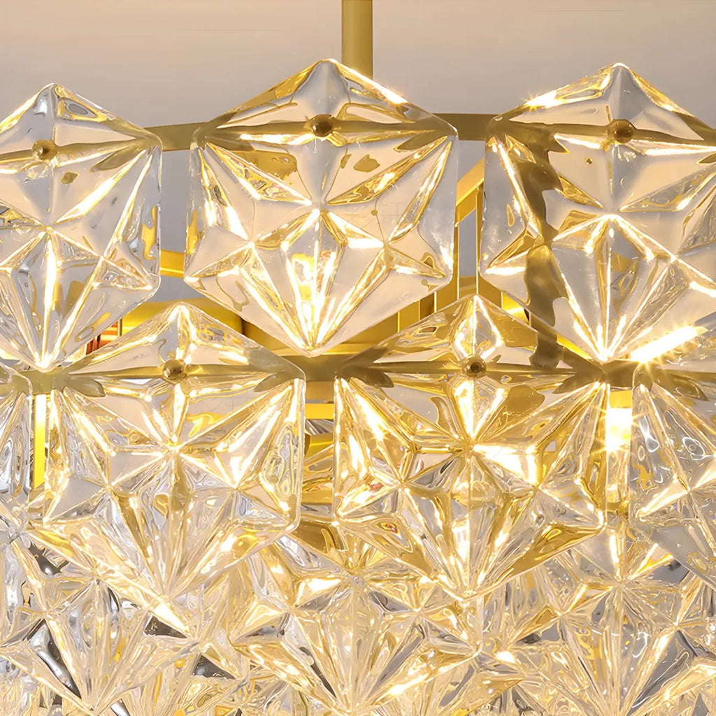 Elegante Lampada a Sospensione Moderna Dorata in Cristallo per Cucina