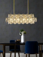 Elegante Lampada a Sospensione Moderna Dorata in Cristallo per Cucina