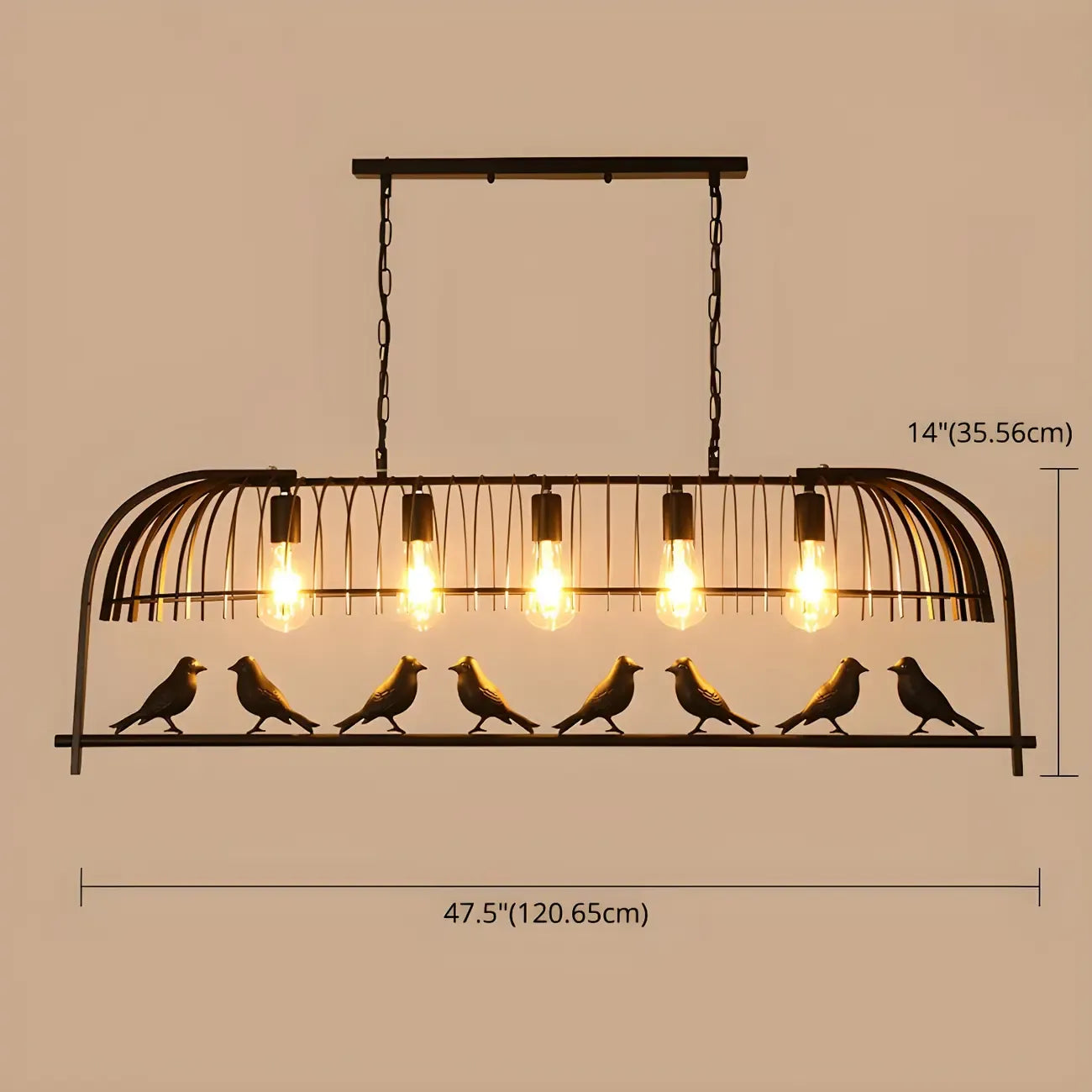 Lampada a sospensione a gabbia in metallo nero elegante