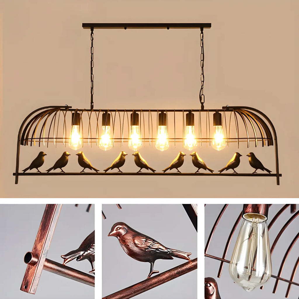 Lampada a sospensione a gabbia in metallo nero elegante